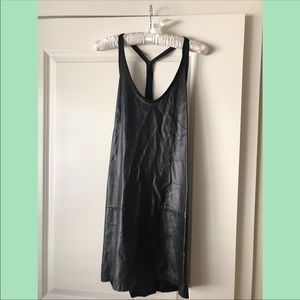 Leather, almost-backless dress!